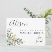 Witte Daisies Maid of Honor Voorstel Kaart (Staand voorkant)