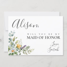 Witte Daisies Maid of Honor Voorstel Kaart