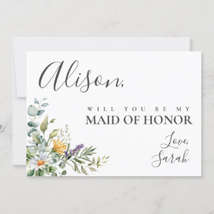 Witte Daisies Maid of Honor Voorstel Kaart