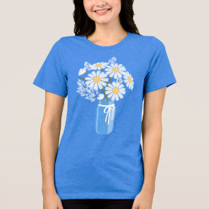 Witte Daisies Mason Jar Bruiloft Tri-Blend Shirt