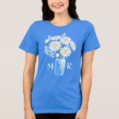 Witte Daisies Mason Jar Monogram Bruiloft Tri-Blend Shirt (Voorkant)