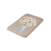 Witte Daisies Mason Jar op Beige Badmat (Gekanteld)