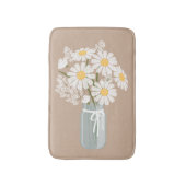 Witte Daisies Mason Jar op Beige Badmat (Voorkant Verticaal)