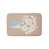 Witte Daisies Mason Jar op Beige Badmat (Voorkant)
