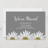 Witte Daisies Modern Rustiek Bloemen Grijs Bewegen Aankondiging (Voorkant)