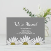 Witte Daisies Modern Rustiek Bloemen Grijs Bewegen Aankondiging (Staand voorkant)