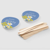 Witte Daisies Moderne Wildbloemen Gelukkige Verjaa Handwaaier (Niet-gemonteerd)