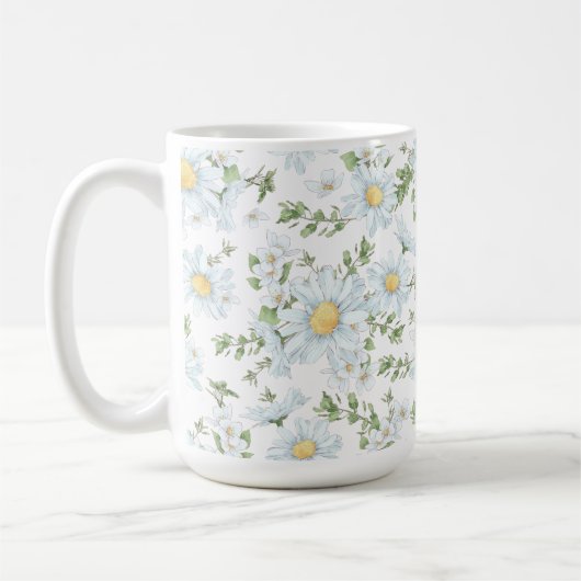 Witte Daisies Mok Groot 15 oz. (Links)