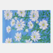 Witte Daisies op een Sky Blue achtergrond Inpakpapier Vel (Voorkant 3)