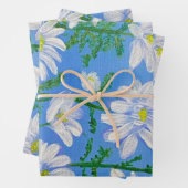 Witte Daisies op een Sky Blue achtergrond Inpakpapier Vel (In situ)