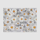 Witte Daisies op Zilveren Bloemen Patroon Tissuepapier (Voorkant)