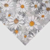 Witte Daisies op Zilveren Bloemen Patroon Tissuepapier (Detail)