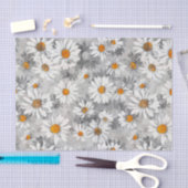 Witte Daisies op Zilveren Bloemen Patroon Tissuepapier (Craft)