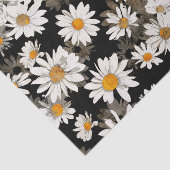 Witte Daisies op Zwarte Bloemen Tissuepapier (Detail)