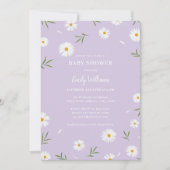 Witte Daisies Pastel Paarse Minimalistische Baby s Kaart (Voorkant)
