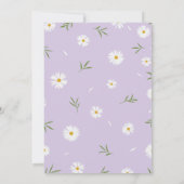 Witte Daisies Pastel Paarse Minimalistische Baby s Kaart (Achterkant)