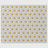 Witte Daisies Patroon Lichtgrijs Cadeaupapier (Vlak)