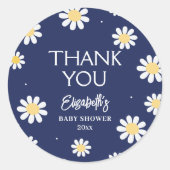 Witte Daisies Spring Boy Baby shower Dank je Ronde Sticker (Voorkant)