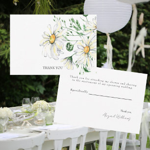 Witte Daisies Trouwdouche Dank u Bedankkaart