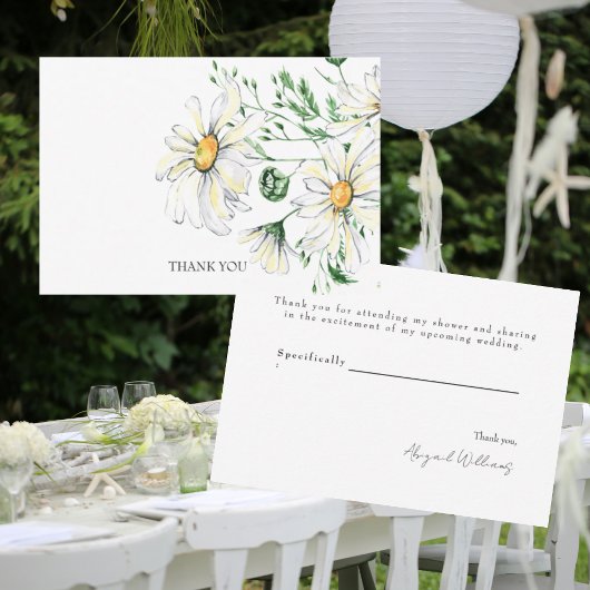 Witte Daisies Trouwdouche Dank u Bedankkaart