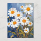 Witte Daisies Waterverf Bloemen Geschilderd Briefkaart (Voorkant)