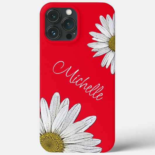 Witte Daisies Whimsical Bloemenrood Case-Mate iPhone Case (Achterkant)