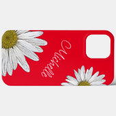Witte Daisies Whimsical Bloemenrood Case-Mate iPhone Case (Achterkant (horizontaal))