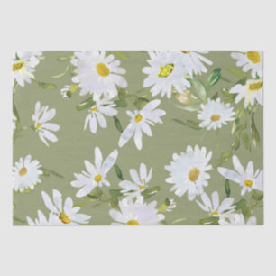 Witte Daisy Baby shower Pastel groene tuin Tissuepapier