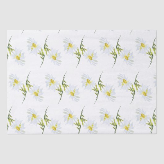 Witte Daisy Baby shower Pastel groene tuin Tissuepapier (Voorkant)