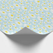 Witte Daisy Blauwe Achtergrond Naadloos Cadeaupapier (Hoek)