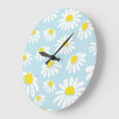 Witte Daisy Blauwe Achtergrond Naadloos Grote Klok (Hoek)