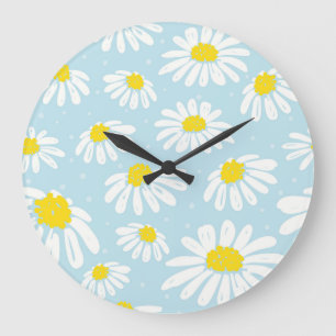 Witte Daisy Blauwe Achtergrond Naadloos Grote Klok