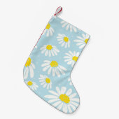 Witte Daisy Blauwe Achtergrond Naadloos Kleine Kerstsok (Voorkant (Hangend))