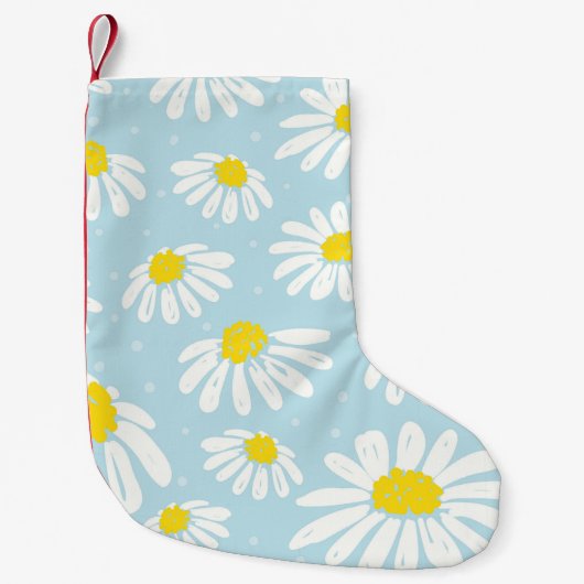 Witte Daisy Blauwe Achtergrond Naadloos Kleine Kerstsok (Voorkant)
