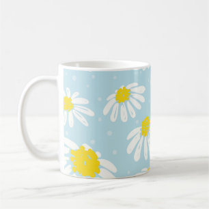Witte Daisy Blauwe Achtergrond Naadloos Koffiemok