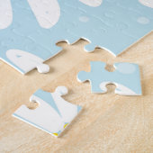 Witte Daisy Blauwe Achtergrond Naadloos Legpuzzel (Zijkant)