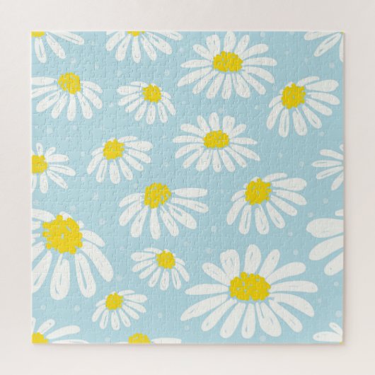 Witte Daisy Blauwe Achtergrond Naadloos Legpuzzel (Verticaal)