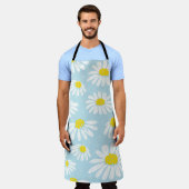 Witte Daisy Blauwe Achtergrond Naadloos Schort (Gedragen)