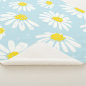 Witte Daisy Blauwe Achtergrond Naadloos Sherpa Deken (3/4)