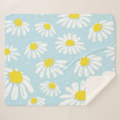 Witte Daisy Blauwe Achtergrond Naadloos Sherpa Deken (Voorkant (horizontaal))