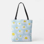 Witte Daisy Blauwe Achtergrond Naadloos Tote Bag (Achterkant)