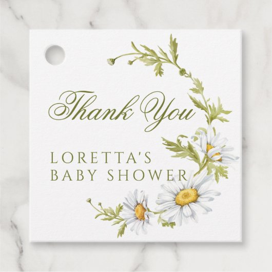 Witte Daisy Bloem Baby Shower Bedankt  Bedankjes Labels (Voorkant)