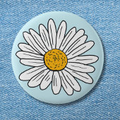 Witte Daisy Bloem Bloemen Doodle Art Ronde Button 5,7 Cm