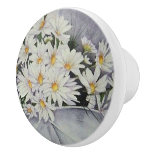 WITTE DAISY BLOEM BOEKET DECORATIEVE KERAMISCHE KN KNOP (Rechts)
