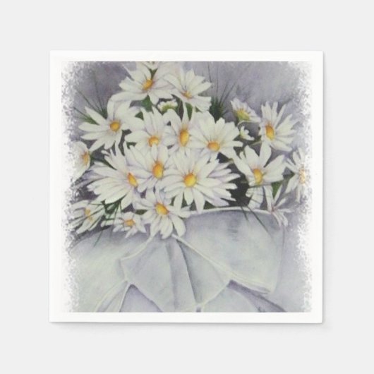 WITTE DAISY BLOEM BOEKET PAPIEREN SERVETTEN (Voorkant)