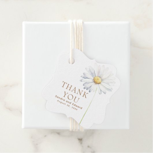 Witte Daisy Bloem Boho Elegant Dank u Bedankjes Labels (In situ)