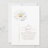 Witte Daisy Bloem Boho Wildbloemen thema doop Kaart (Voorkant)