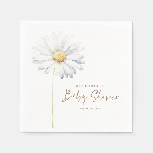 Witte Daisy Bloem Elegant Leuke Boho Servet (Voorkant)