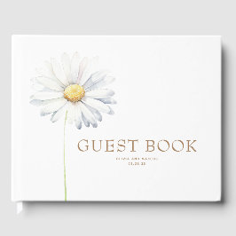 Witte Daisy Bloem Elegante Botanische Bruiloft Gastenboek