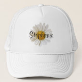 Witte Daisy Bloem Gepersonaliseerde Bloemen Trucker Pet (Voorkant)